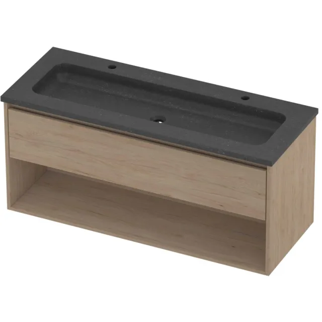 Proline Rollo Badmeubelset Hardsteen Elegant Schap 120x46x54 cm Blue Stone Ideal Oak Eiken
