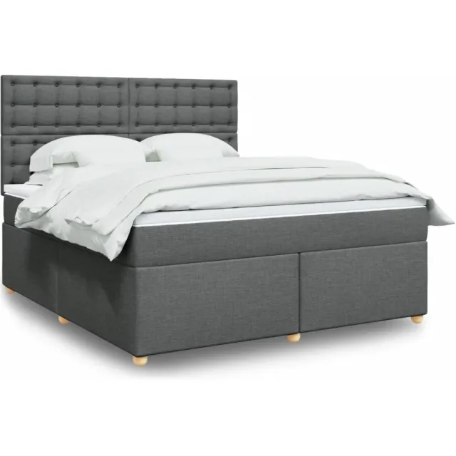 vidaXL Boxspring met matras stof donkergrijs 180x200 cm grijs