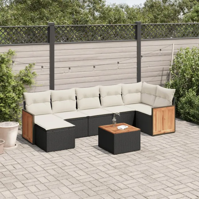 vidaXL 8-delige Loungeset met kussens poly rattan zwart, foto 2