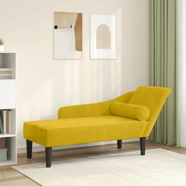 vidaXL Chaise longue met kussens fluweel geel