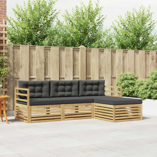 vidaXL Buiten bankenset 4 st 4-zits Wit en antracietkleurig Polyester
