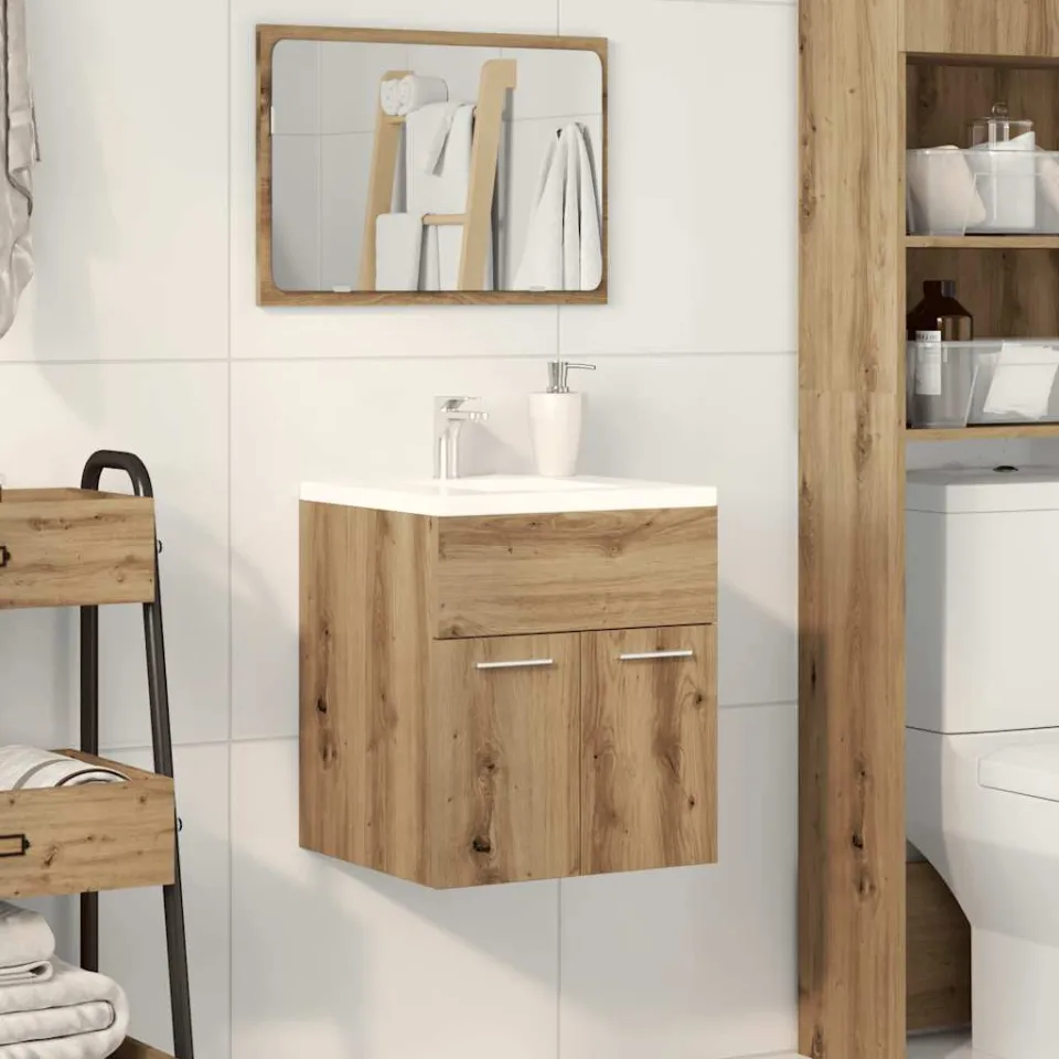 vidaXL Wastafelkast 41x38,5x46 cm bewerkt hout artisanaal eikenkleur, foto 2