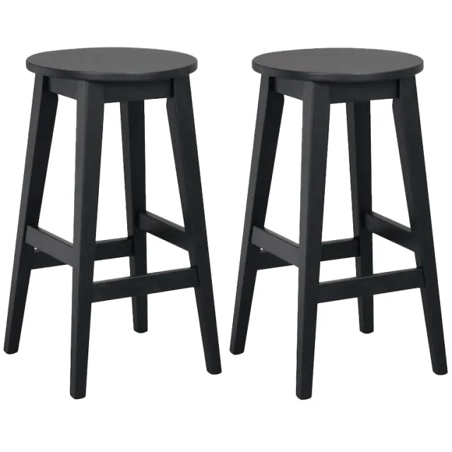 Rowico Home Austin houten barkruk zwart - 65 cm - Set van 2