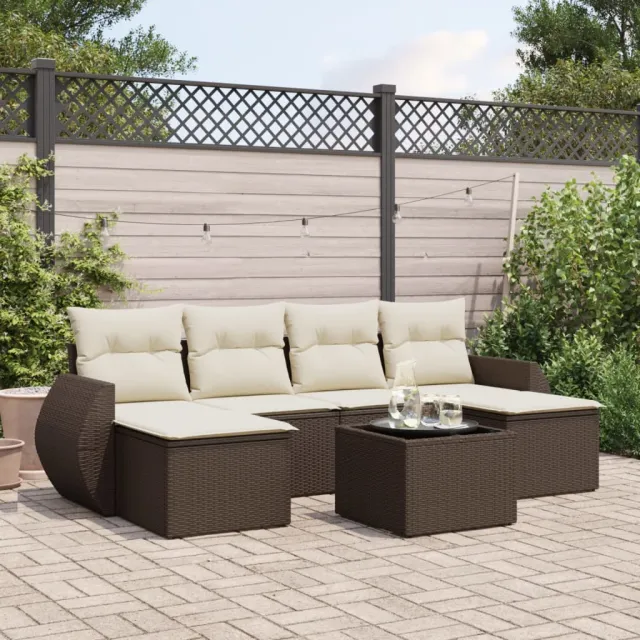 vidaXL 7-delige Loungeset met kussens poly rattan bruin, foto 2