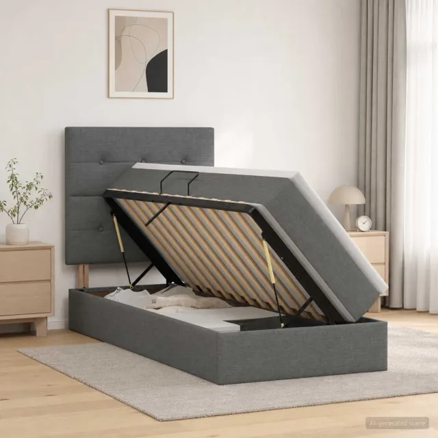 vidaXL Opslag bed met matras met opslag Donkergrijs 100 x 200 cm Stof