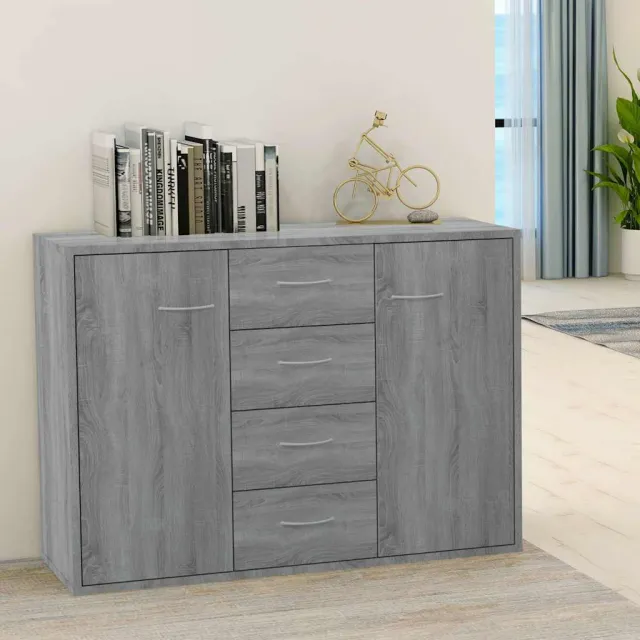 vidaXL Dressoir 88x30x65 cm bewerkt hout grijs sonoma eikenkleurig