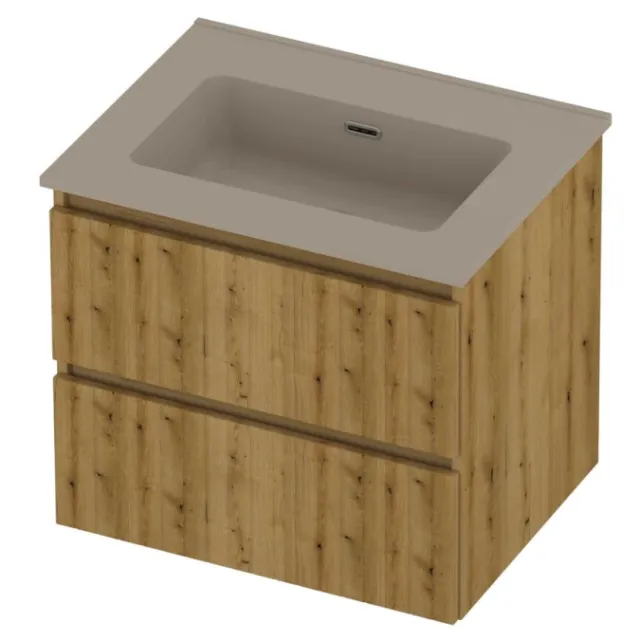 Proline Tribute Badmeubelset Porselein Elegant 1 Kraangat 60x46x54 cm Mat Crème Cotton Urban Oak Eiken