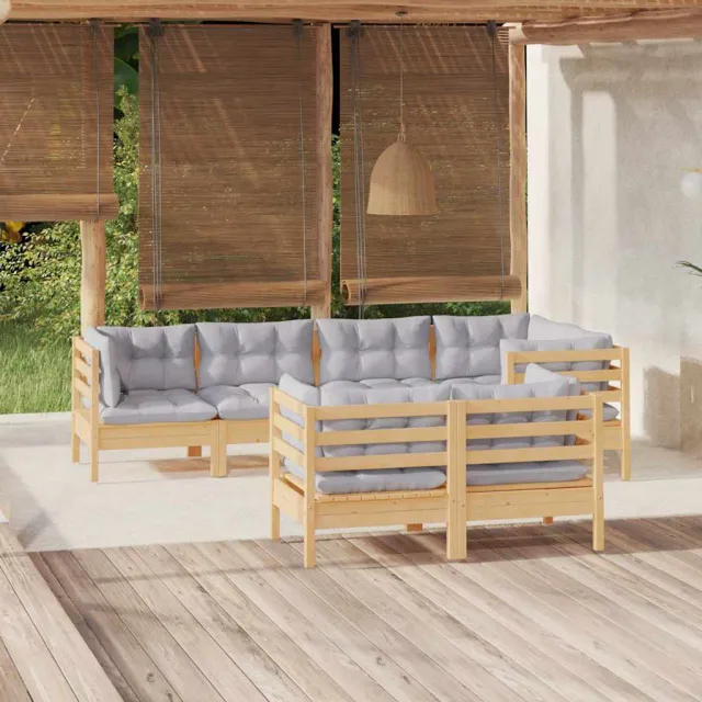 vidaXL 7-delige Loungeset met grijze kussens massief grenenhout grijs, foto 2
