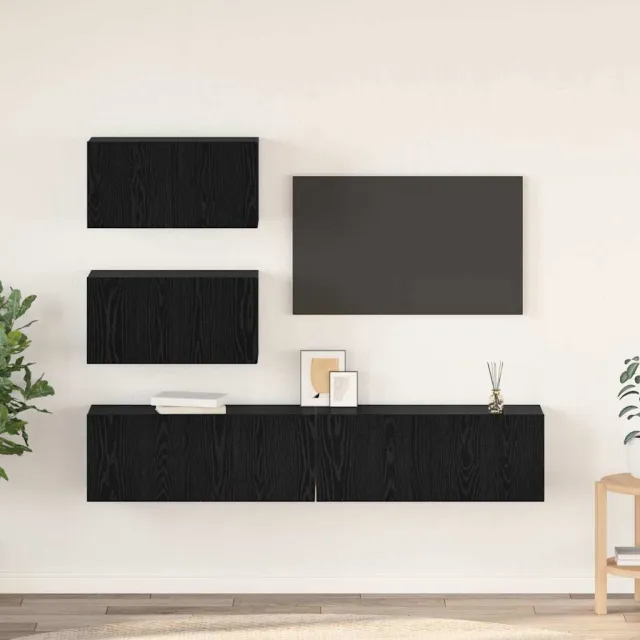vidaXL Tv-meubelset 4 st 80 x 30 x 30 cm Zwart eiken, foto 2