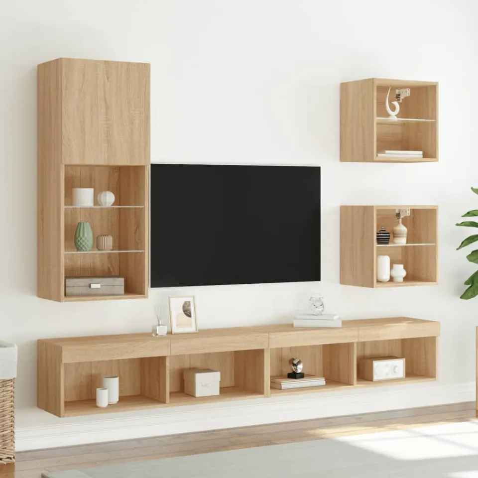 vidaXL Tv-meubel met LED-verlichting 40,5x30x102 cm sonoma eikenkleur, foto 3