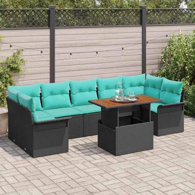 vidaXL Tuin Sofa Set 8 st Zwart Poly riet, foto 2