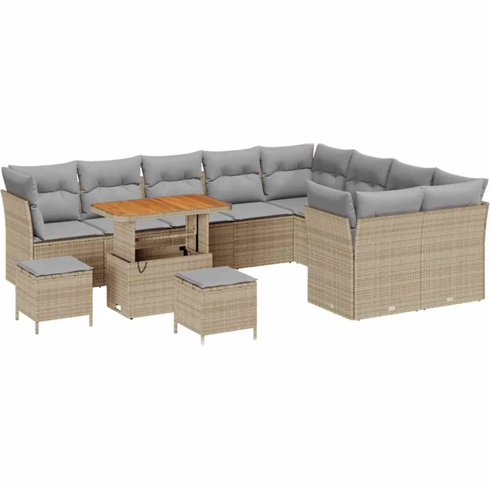 vidaXL Tuinbankenset 12 st Beige poly rattan