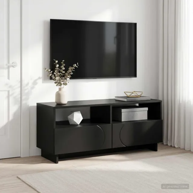 vidaXL TV-standaard 90 x 34,5 x 40 cm Zwart Bewerkt hout