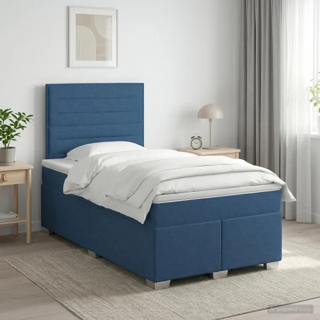 vidaXL Boxspringbed met matras met hoofdeinde Blauw 120 x 190 cm Stof