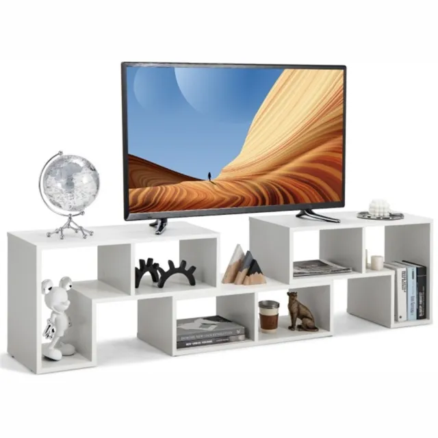 Suredeal TV Meubel - Standaard - Flatscreen Vrije Combinatie - Bijzettafel Vormige Woonkamerbank - Open Kluisjes Kleine - 134x180x30 cm - Wit