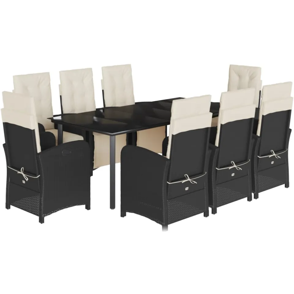 vidaXL 9-delige Tuinset poly rattan zwart, foto 3