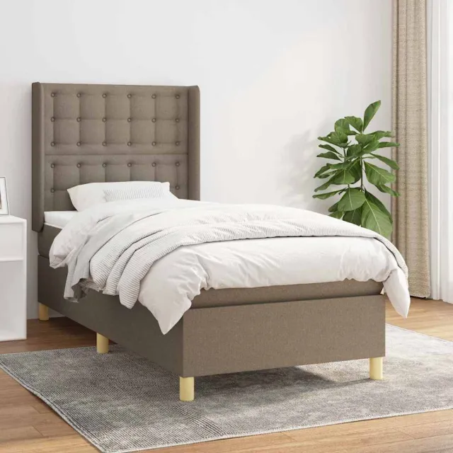 vidaXL Boxspring met matras stof taupe 90x200 cm