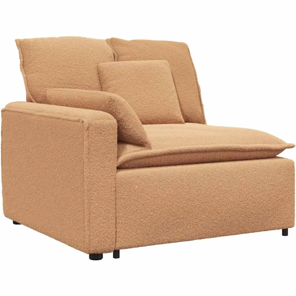 vidaXL Modulaire bank Armleuning eindmodule met kussens 100 cm beige, foto 3