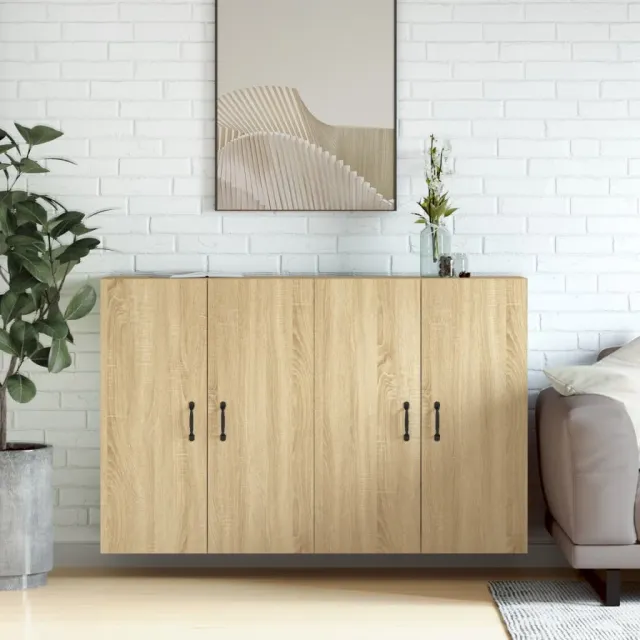 vidaXL Hangkasten 2 st bewerkt hout sonoma eikenkleurig Bruin