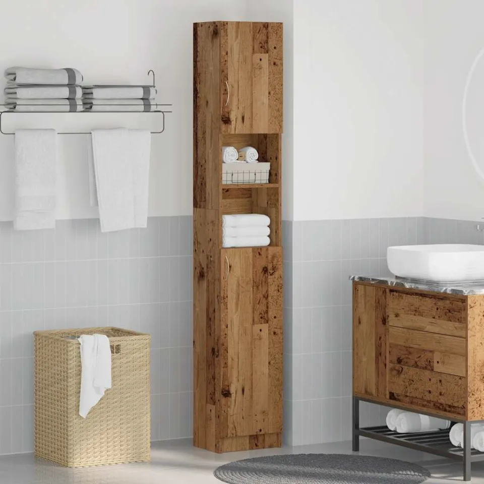 vidaXL Badkamerkast 32x25,5x190 cm bewerkt hout oud houtkleurig bruin, foto 2