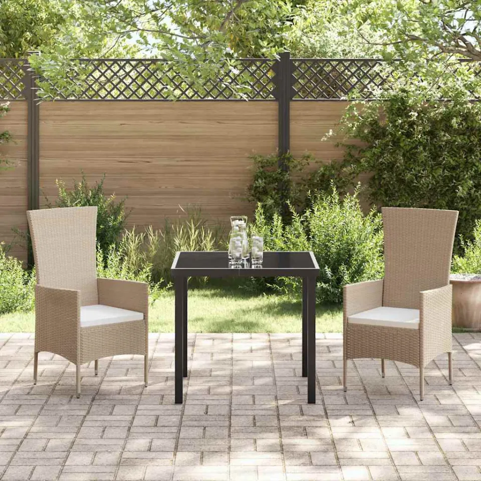 vidaXL Tuin eettafelset 3 st Beige poly rattan, foto 3
