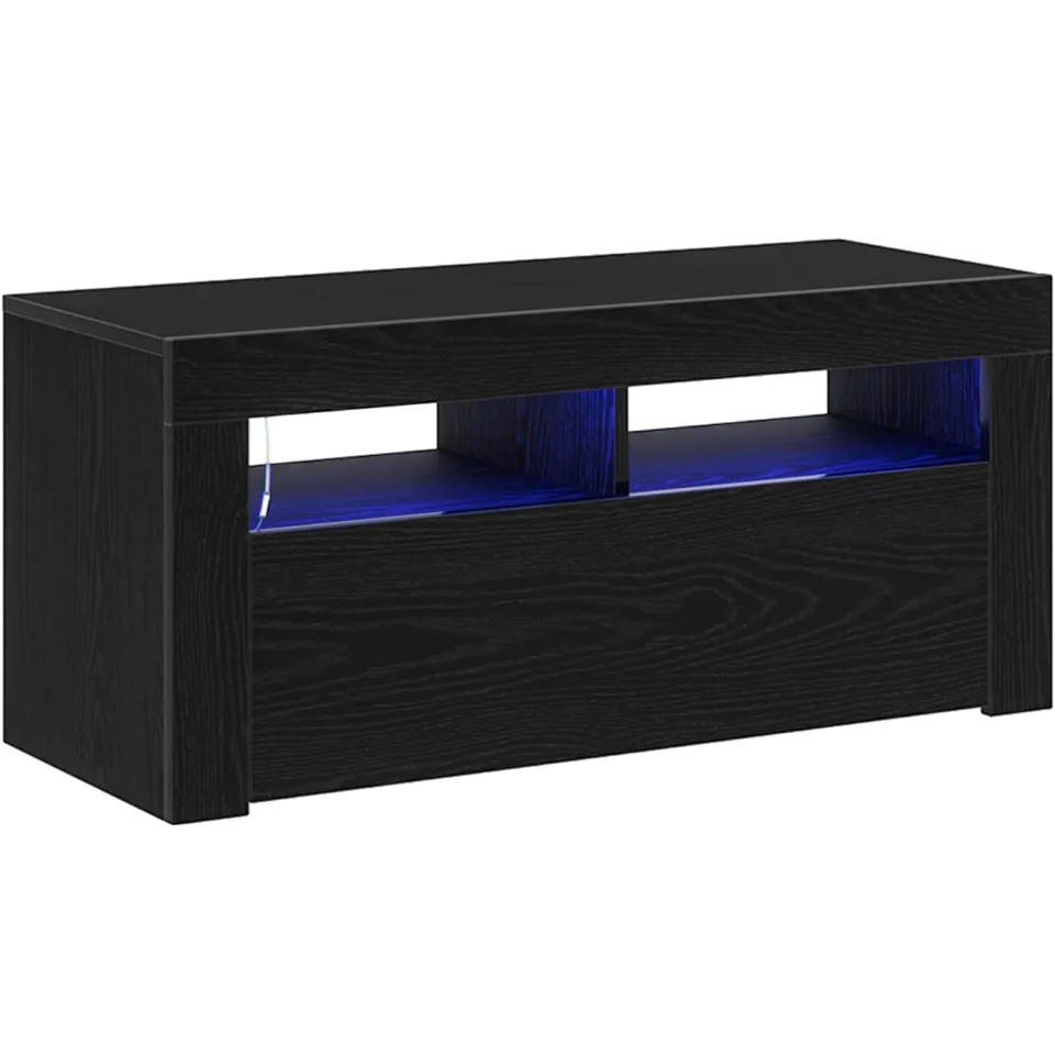 vidaXL TV-kast 90 x 35 x 40 cm Zwart Eiken Bewerkt hout