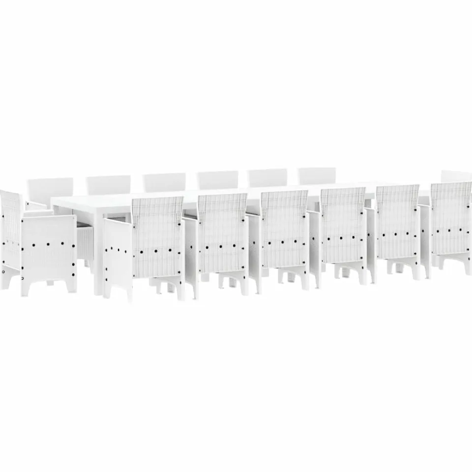 vidaXL Tuin Eetset 15 st Wit Polt riet