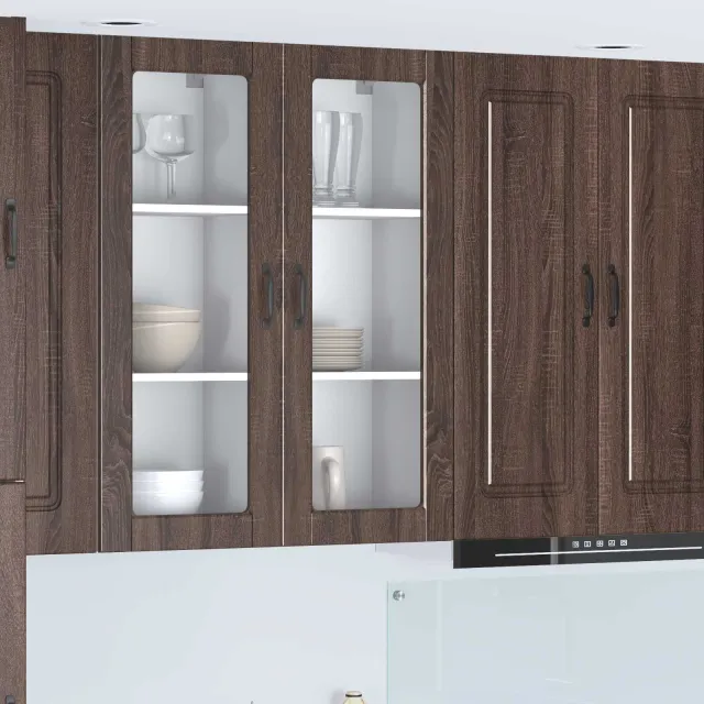 vidaXL Wandglas cabinet PORTO Bruin eiken 40 x 31 x 100 cm
