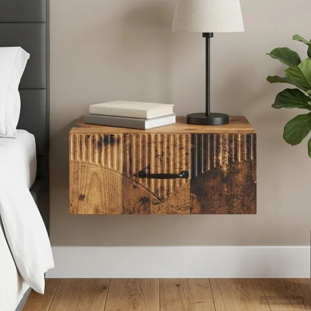 vidaXL Wandbeugel Bedkast Oud hout 49 x 34,5 x 20 cm Bewerkt hout bruin, foto 2