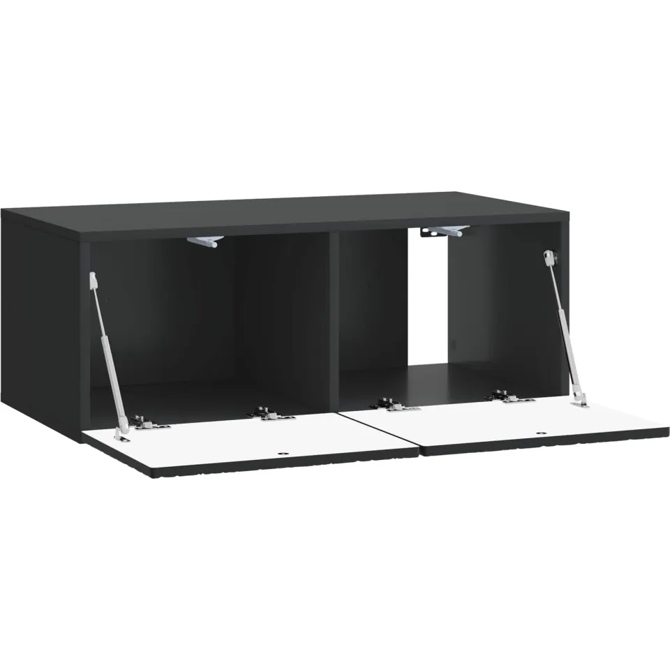 vidaXL Wandbeugel TV-kast 98 x 31 cm Zwart Bewerkt hout Wandgemonteerd, foto 4