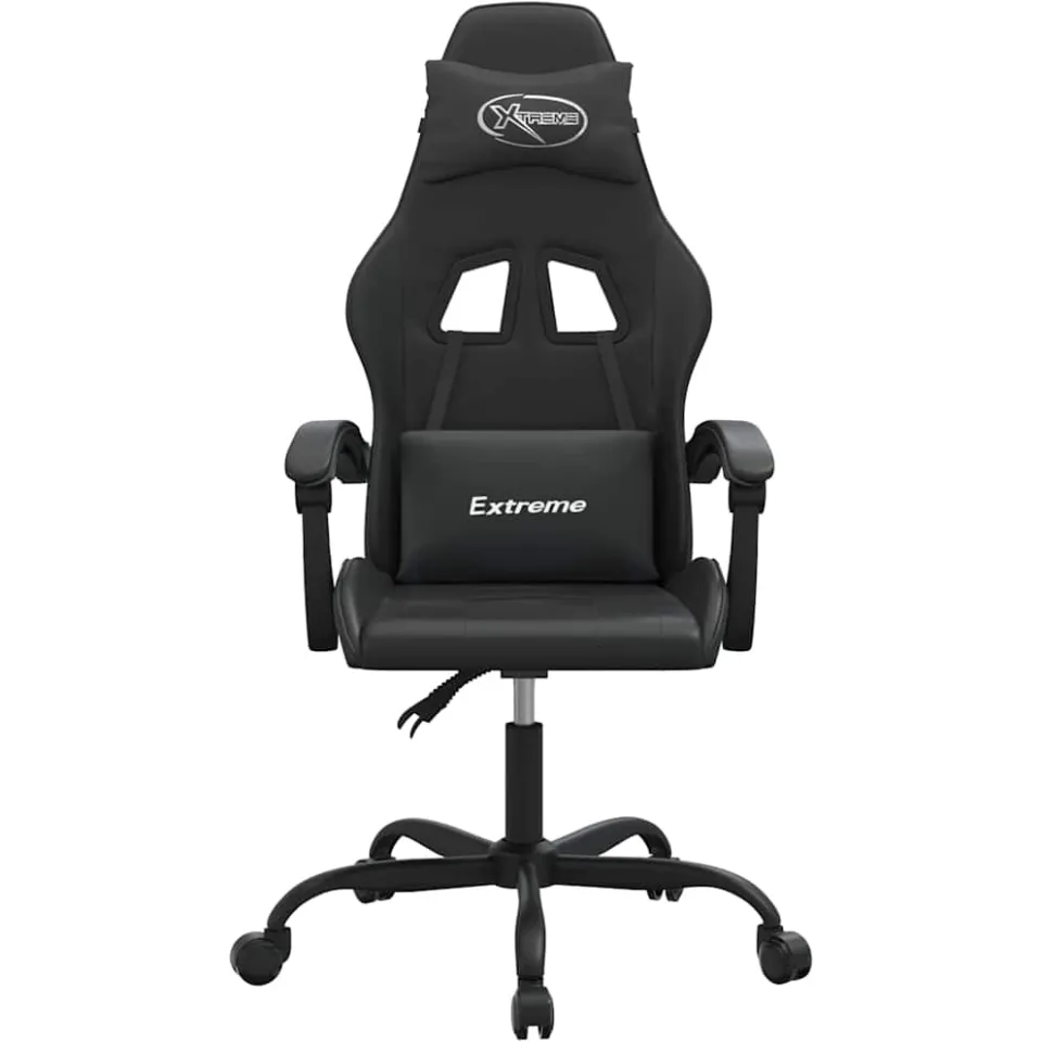 vidaXL Gamestoel draaibaar kunstleer zwart