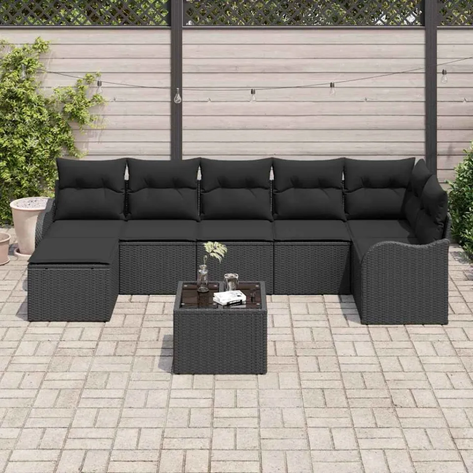 vidaXL Tuin Sofa Set 8 st Zwart poly rattan, foto 3