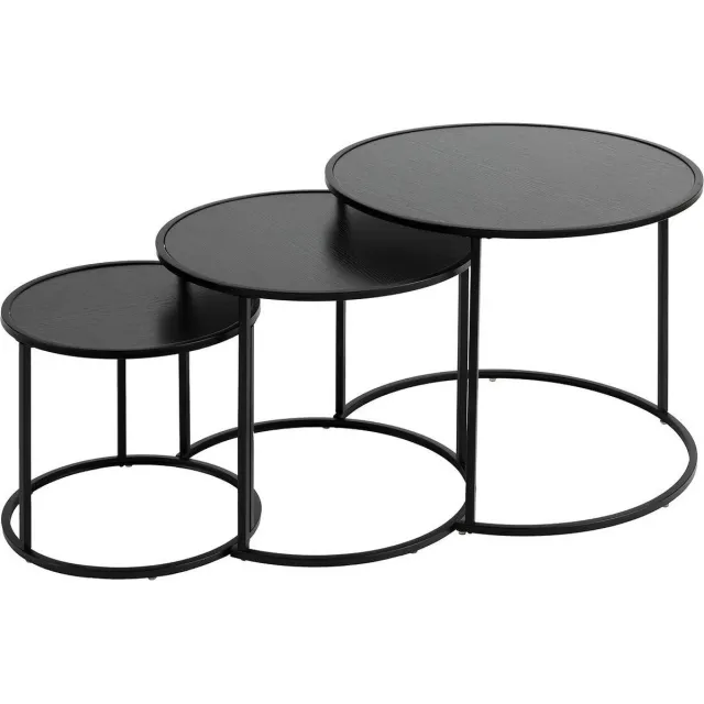 Atmosphera Bijzettafels Noah - Ø35/56/54xH45cm - Set van 3 stuks - Zwart