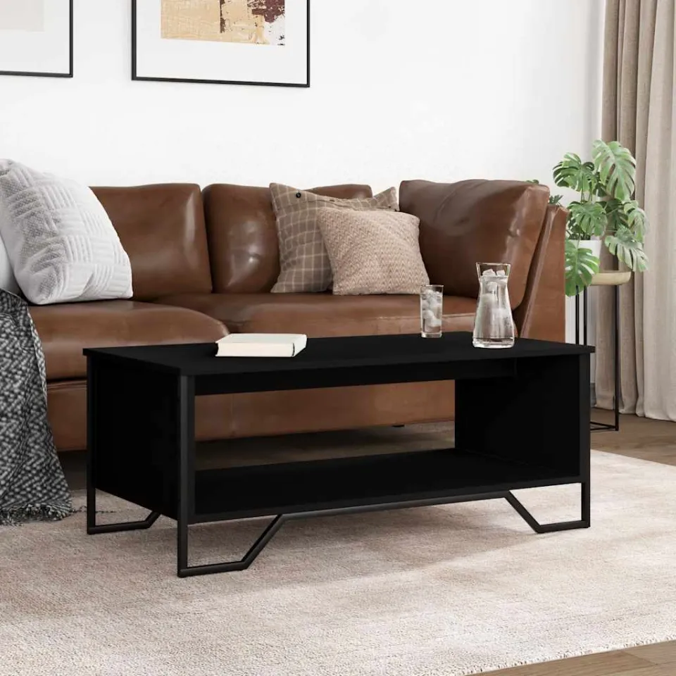 vidaXL Salontafel 100x51x40 cm bewerkt hout zwart, foto 3