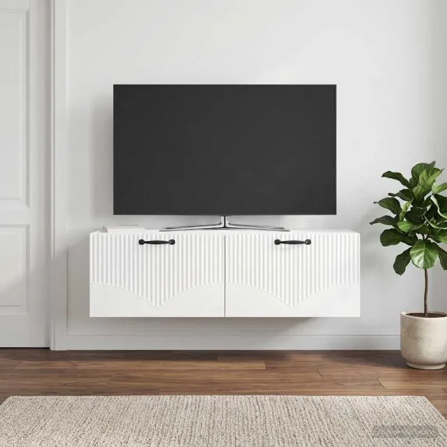 vidaXL Wandbeugel TV-kast Hoogglans Wit 98 x 31 x 30 cm Bewerkt hout, foto 2