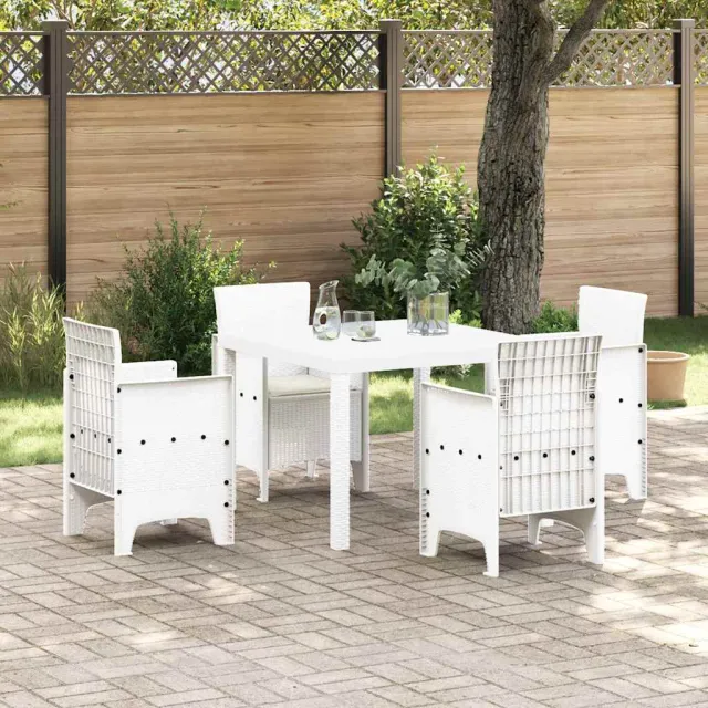 vidaXL Tuin Eetset 5 st Wit Polypropyleen, foto 2