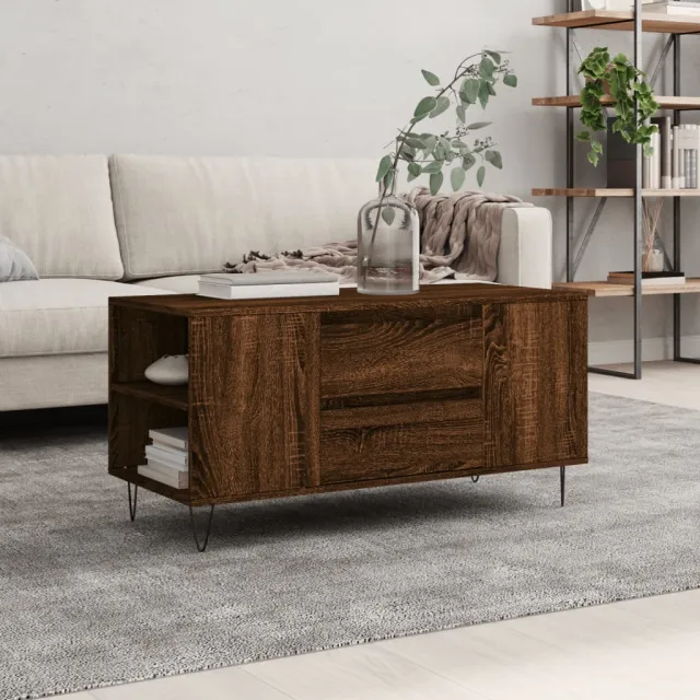 vidaXL Salontafel 102x44,5x50 cm bewerkt hout bruin eikenkleur, foto 2