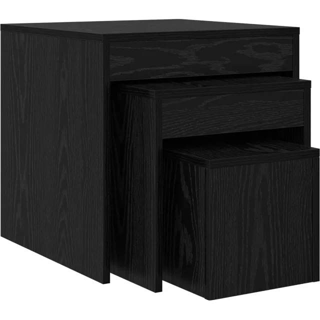 vidaXL Salontafel - 3 - st - Zwart - Eiken - 45 - x - 45 - x - 45 - cm - Bewerkt - hout Zwart eiken