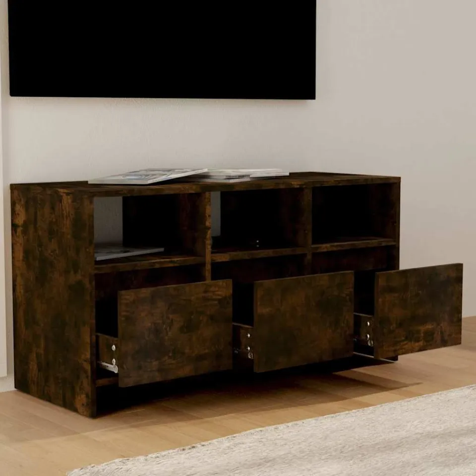 vidaXL Tv-meubel 102x37,5x52,5 cm bewerkt hout gerookt eikenkleurig, foto 3