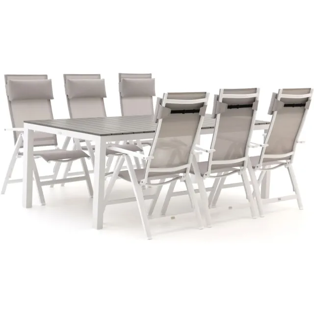 Bellagio tuinmeubelen Bellagio Avenza/Fidenza 220cm dining tuinset 7-delig verstelbaar Wit