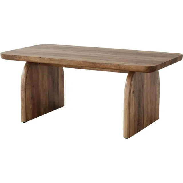 DMG Supply Salontafel - 120 x 60 x 50 cm - Rechthoekige Koffietafel met Afgeronde Hoeken en Gebogen Poten - Bruin