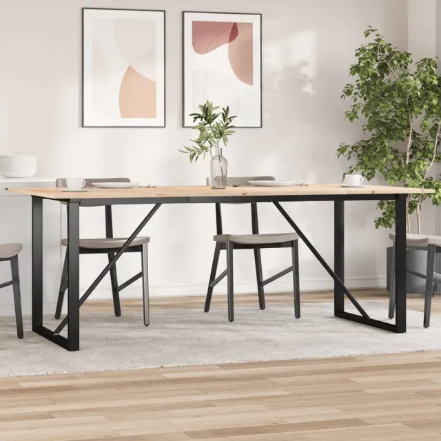 vidaXL Eettafel O-frame 200x100x75 cm massief grenenhout en staal Bruin