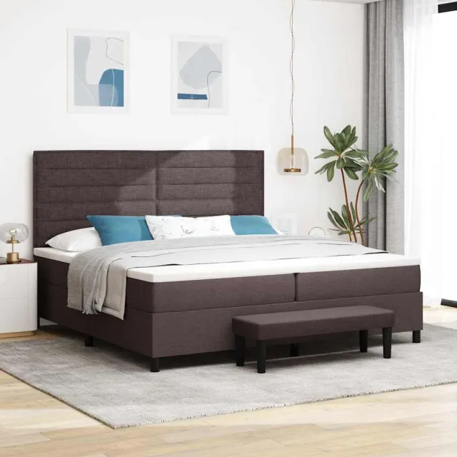 vidaXL Boxspringbed met matras Donkerbruin 200 x 200 cm Stof