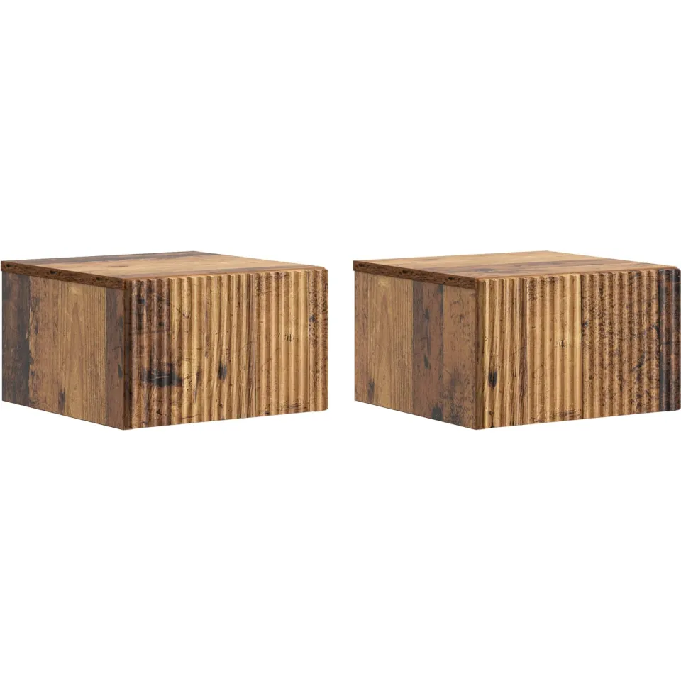vidaXL Wandbeugel Bedkast 2 st Oud hout 33 x 34,5 x 20 cm Bewerkt hout bruin, foto 3