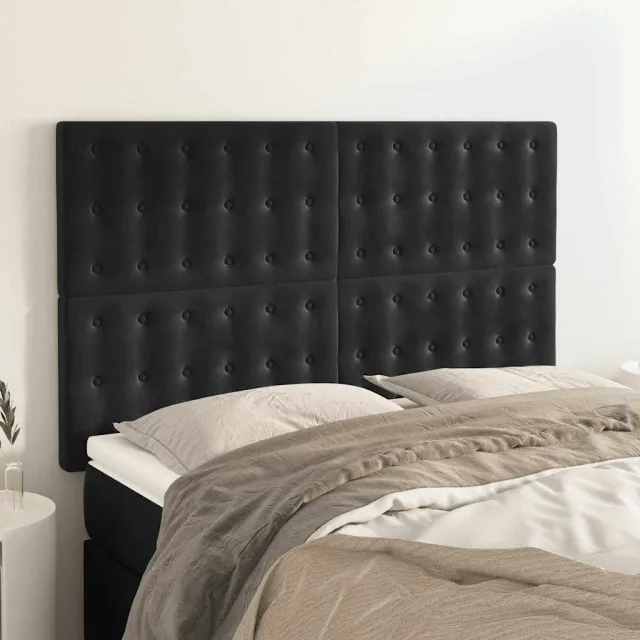 vidaXL Hoofdbord zwart 144x5x118/128 cm fluweel