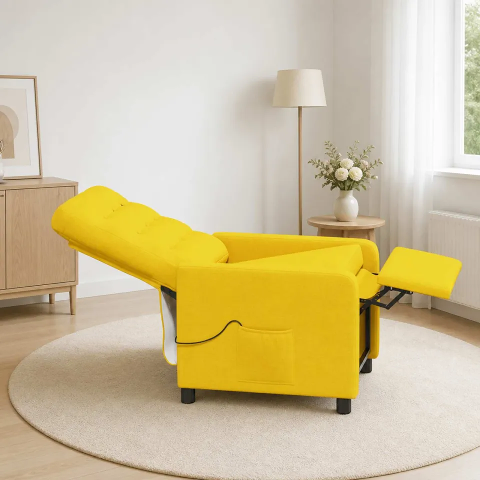 vidaXL Massage-relaxstoel Licht Geel 65 x 93 x 102 cm Stof, foto 4