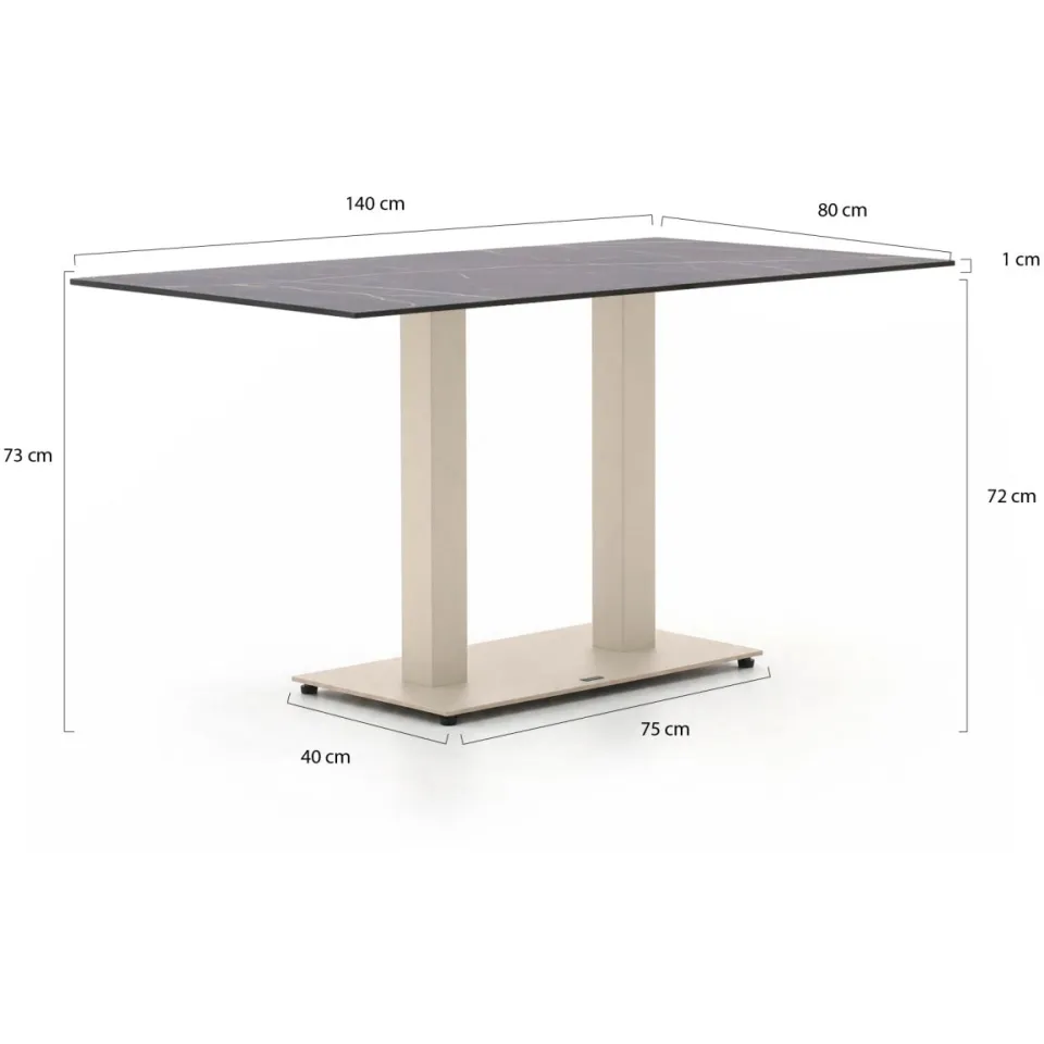 Forza Furniture Forza Orta tuintafel 140x80x73cm taupe, foto 2
