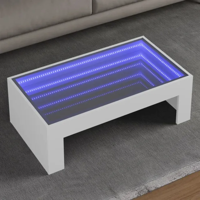 vidaXL Salontafel met Infinity LED 90x50x30 cm wit, foto 2