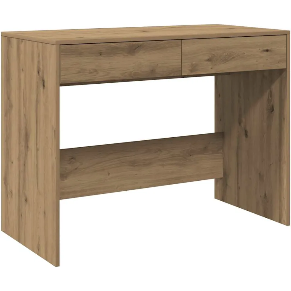 vidaXL Bureau 101x50x76,5 cm bewerkt hout artisanaal eikenkleur Bruin