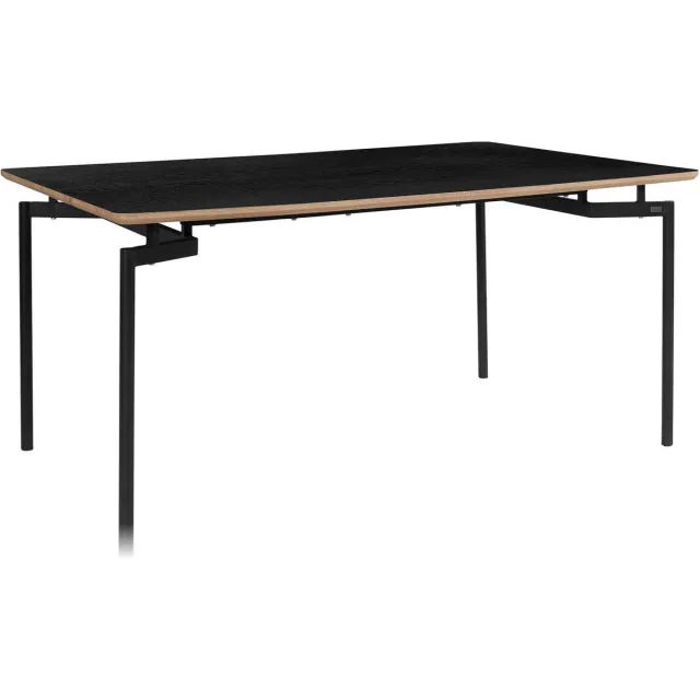 Notio Living Aldo-Eettafel - 160 cm - Zwart MDF met gestructureerd oppervlak, metalen frame